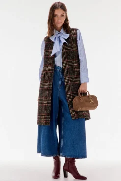 TFP by Tamara Falcó Chaleco de cuadros Marr&oacute;n Best