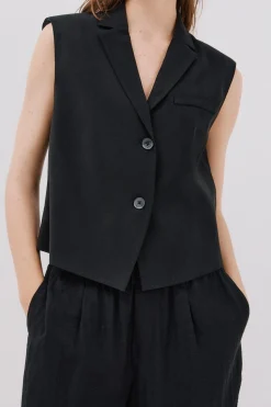 Cortefiel Chaleco de cuello solapa Negro Online