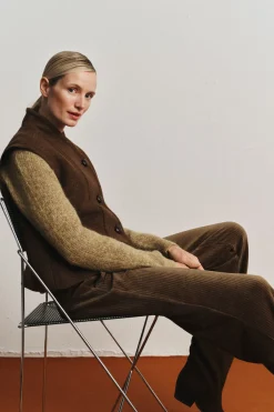 Cortefiel Chaleco de mujer oversize Marrón oscuro New