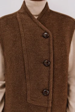 Cortefiel Chaleco de mujer oversize Marr&oacute;n oscuro New