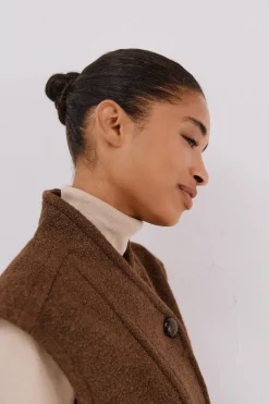 Cortefiel Chaleco de mujer oversize Marr&oacute;n oscuro New