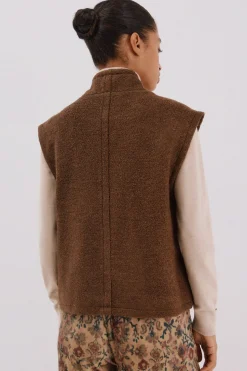 Cortefiel Chaleco de mujer oversize Marr&oacute;n oscuro New