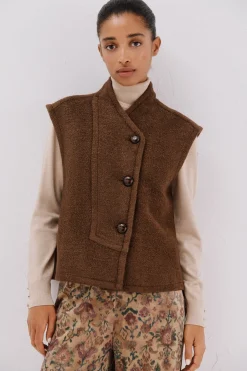 Cortefiel Chaleco de mujer oversize Marr&oacute;n oscuro New