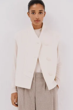 Cortefiel Chaleco de mujer oversize Marfil New