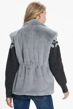 Vero Moda Chaleco de pelo cuello alto Gris Sale