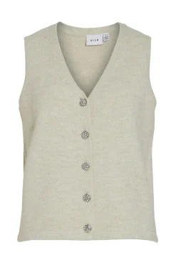 Vila Chaleco de punto con botones joya Beige Best