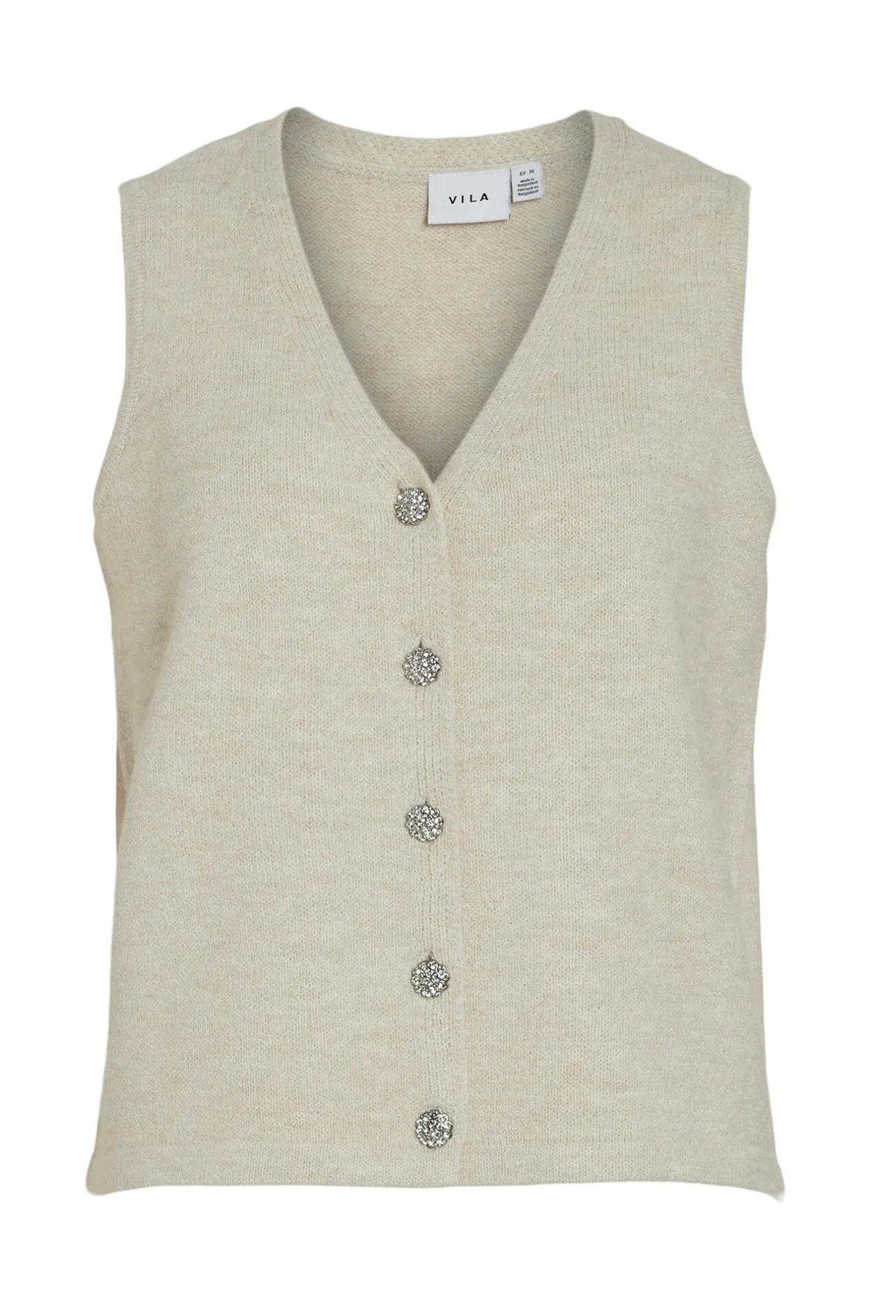 Vila Chaleco de punto con botones joya Beige Best
