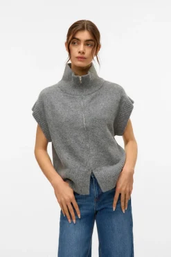 Vero Moda Chaleco de punto cuello alto Gris Online