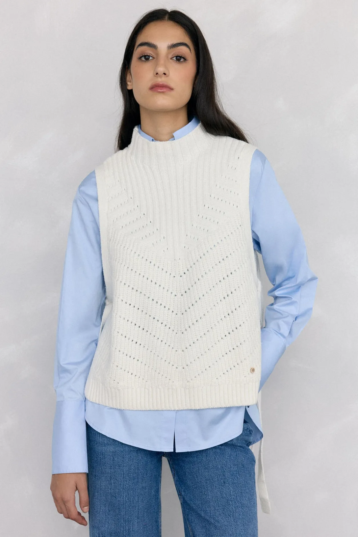 Pedro del Hierro Chaleco de punto lazada Crudo Outlet