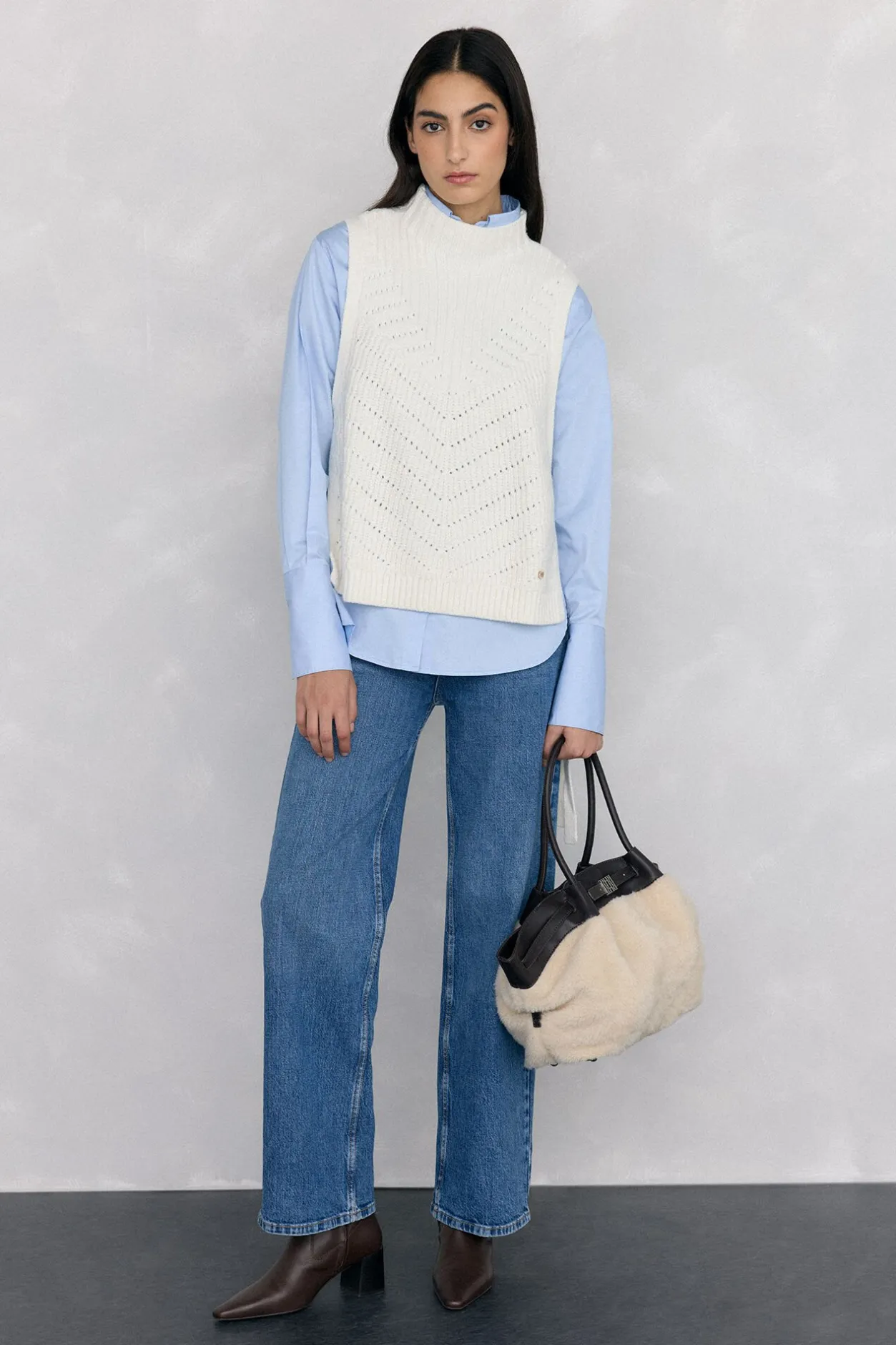 Pedro del Hierro Chaleco de punto lazada Crudo Outlet