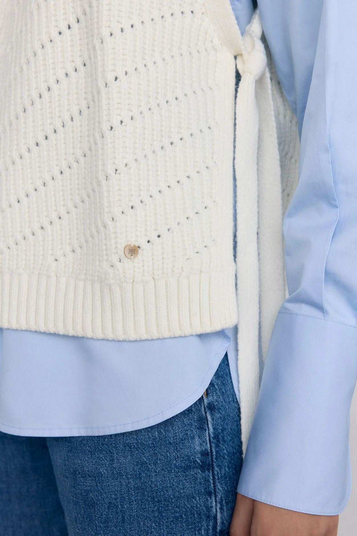 Pedro del Hierro Chaleco de punto lazada Crudo Outlet