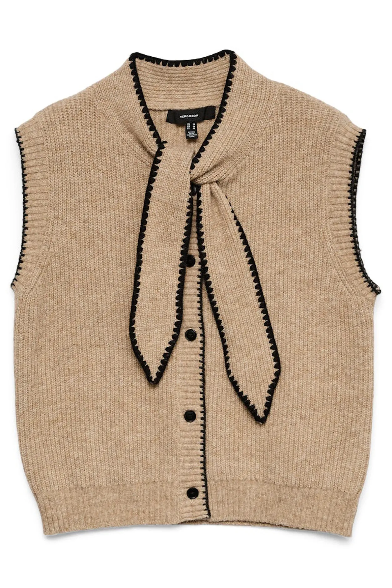 Vero Moda Chaleco de punto lazada Marrón Hot