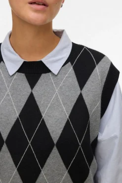 Vero Moda Chaleco de punto rombos Negro Discount
