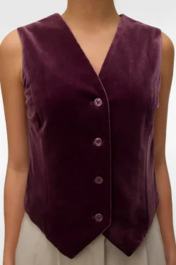 Vero Moda Chaleco de terciopelo Morado Discount