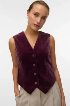 Vero Moda Chaleco de terciopelo Morado Discount