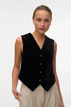 Vero Moda Chaleco de terciopelo Negro Sale
