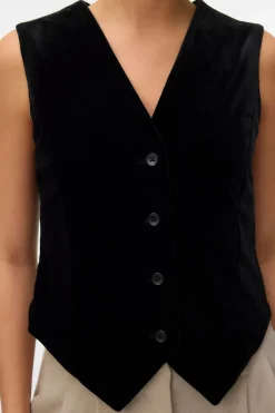 Vero Moda Chaleco de terciopelo Negro Sale