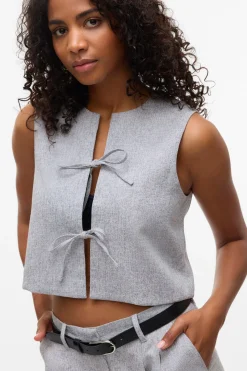 Vero Moda Chaleco de Tweed Gris Hot