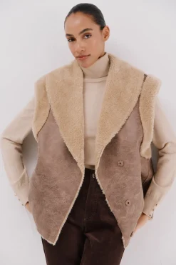 Cortefiel Chaleco efecto doble faz Marrón Online