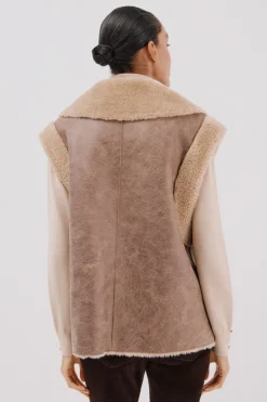 Cortefiel Chaleco efecto doble faz Marr&oacute;n Online