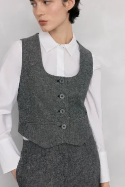 Pedro del Hierro Chaleco entallado cheviot Gris Best