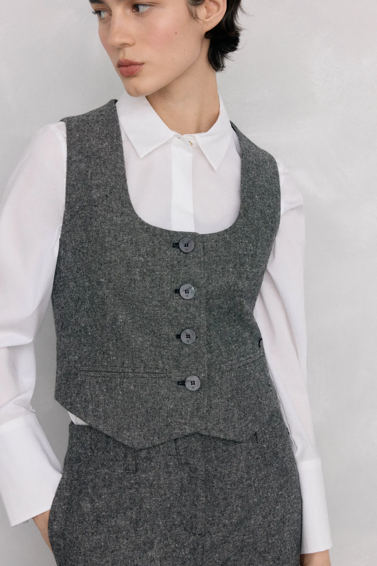 Pedro del Hierro Chaleco entallado cheviot Gris Best