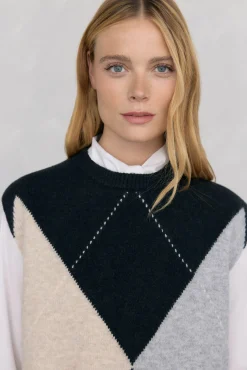 Pedro del Hierro Chaleco jacquard de rombos Gris Discount