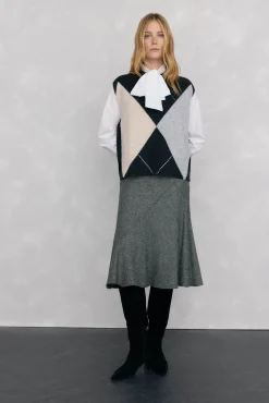 Pedro del Hierro Chaleco jacquard de rombos Gris Discount