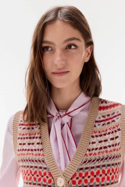 TFP by Tamara Falcó Chaleco jacquard geométrico Beige Best