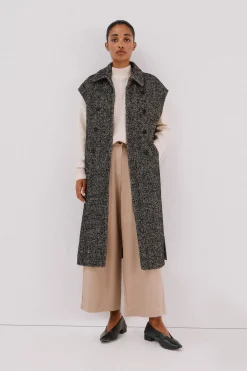 Cortefiel Chaleco largo botones Estampado gris Discount