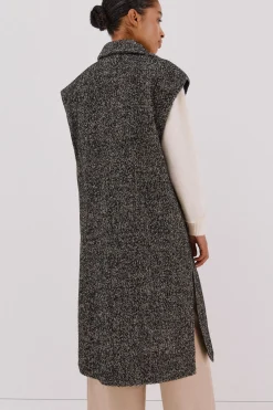 Cortefiel Chaleco largo botones Estampado gris Discount