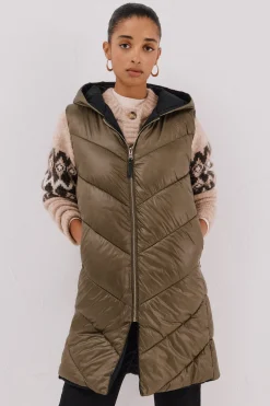 Cortefiel Chaleco largo reversible Kaki New