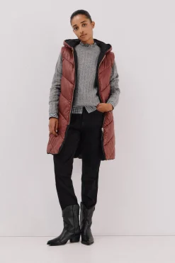 Cortefiel Chaleco largo reversible Vino Discount