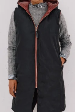 Cortefiel Chaleco largo reversible Vino Discount