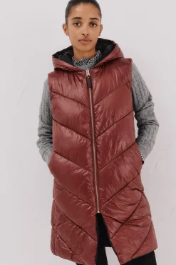 Cortefiel Chaleco largo reversible Vino Discount