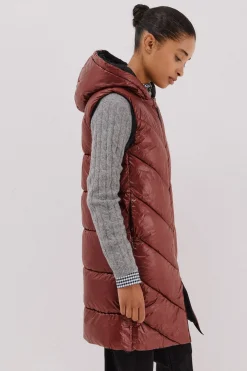 Cortefiel Chaleco largo reversible Vino Discount