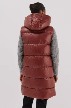 Cortefiel Chaleco largo reversible Vino Discount