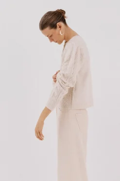 Cortefiel Chaleco punto pasadas Marfil Discount