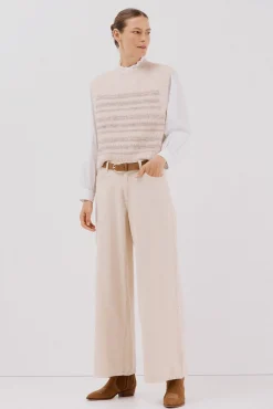 Cortefiel Chaleco punto pasadas Marfil Discount