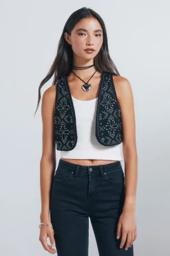 Springfield Chaleco tachas metálicas negro New