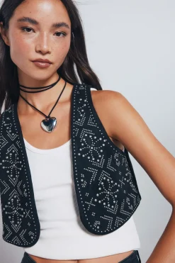 Springfield Chaleco tachas metálicas negro New