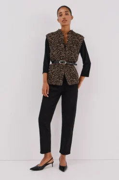 Cortefiel Chaleco tejido animal print Multicolor Clearance