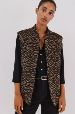 Cortefiel Chaleco tejido animal print Multicolor Clearance