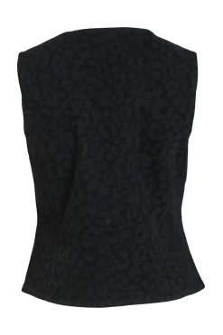 Vila Chaleco vaquero animal print Negro