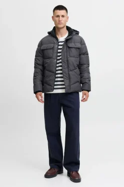 Jack & Jones Chaqueta acolchada con capucha gris Sale