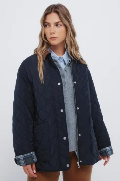 Springfield Chaqueta acolchada cuello pana azul Clearance