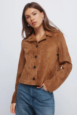 Springfield Chaqueta antelina corta botones nude New