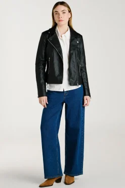 Vila Chaqueta biker polipiel Negro New