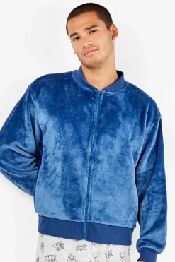 Gisela Chaqueta bomber de peluche hombre azul Best