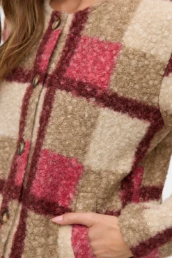 Vero Moda Chaqueta borrego estampado de cuadros Rosa Online